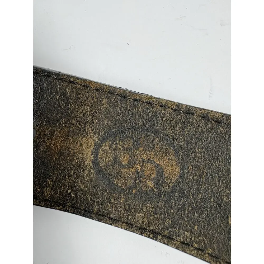 3D Hair On Hide Western Concho Belt 34 Hand Tooled Leather Cross USA